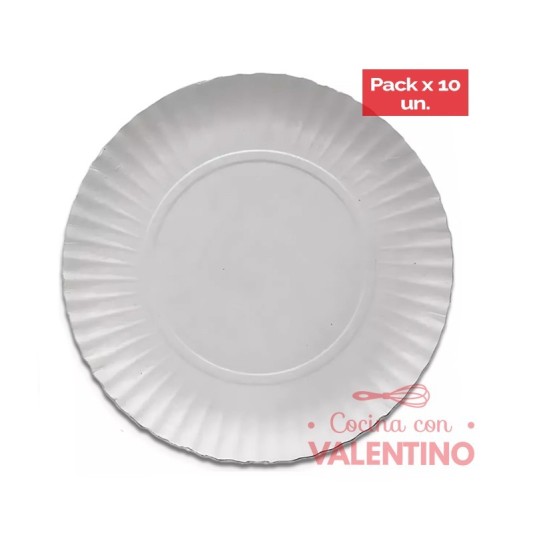 Plato Bandeja Carton Gris N°15 31 Cm - 1 Un (bulto Pack 10 Un.)
