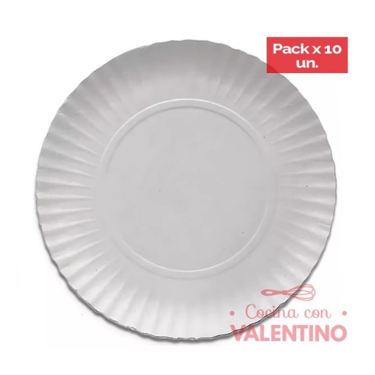 Plato Bandeja Carton Gris N°16 33 Cm - 1 Un (bulto Pack 10 Un.)