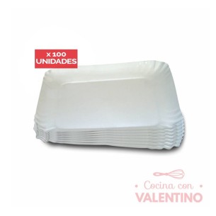 Plato Bandeja Carton Gris N°4 24x19 - 1 Un (bulto Pack 100 Un.)