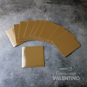 Base Cuadrada Cartón Dorado Alprin 12x12cm (bulto Pack 10 Un.)