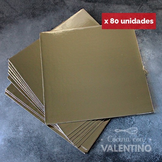 Base Cuadrada Carton Alprin Dorado 31x31 (bulto Pack 80 Un.)