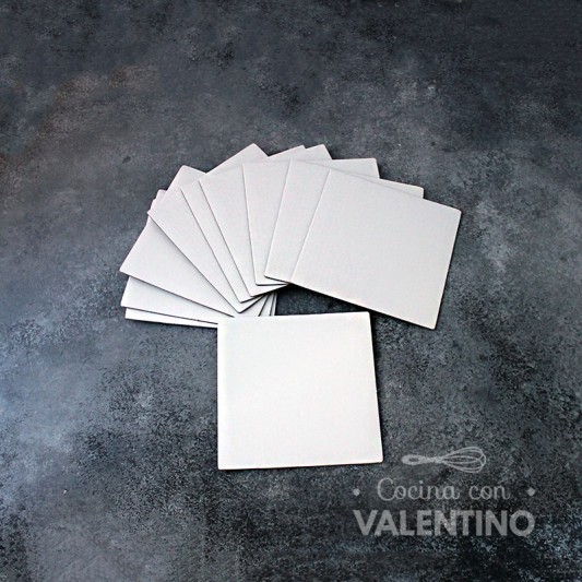 Base Cuadrada Carton Alprin Blanco 12x12 (bulto Pack 10 Un.)