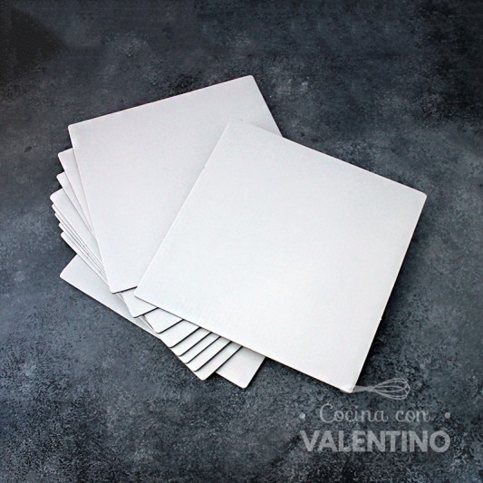 Base Cuadrada Carton Alprin Blanco 20x20 (bulto Pack 10 Un.)