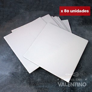 Base Cuadrada Carton Alprin Blanco 27x27 (bulto Pack 80 Un.)