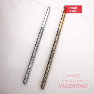 Vela Party Store Larga Metalizada - 17 Cm - 1 Un (bulto Pack 8 Un.)