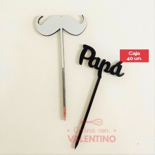 Cake Topper Plaqui Mini Feliz dia del Padre  - 1 un. (bulto Pack 40 Un.)