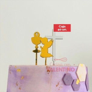 Cake Topper Plaqui Mini Comunion/Bautismo  - 1 un. (bulto Pack 40 Un.)
