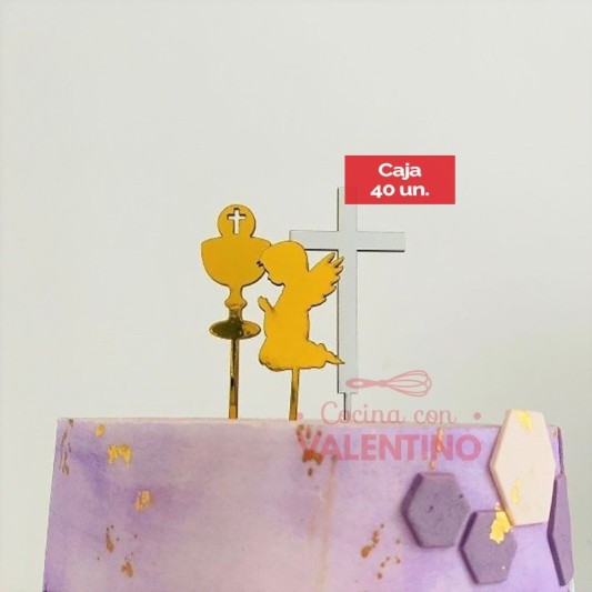 Cake Topper Plaqui Mini Comunion/Bautismo  - 1 un. (bulto Pack 40 Un.)