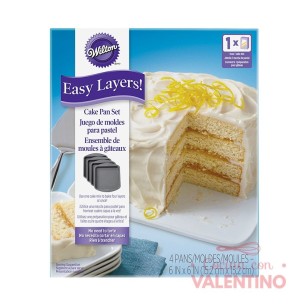 Set 4 Moldes Wilton Torta Cuadrada Easy Layers - 15 Cm