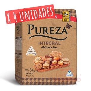 Harina 100% Integral Fina Pureza - 5 Kg - Pack 4 Un
