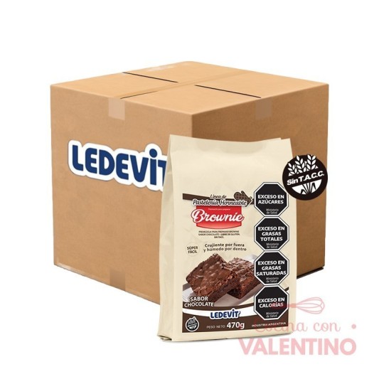 Mix Brownie Ledevit - 470 Grs - Pack 12 Un