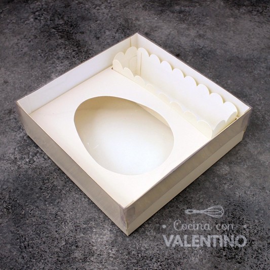 Caja Medio Huevo 12 cm Con Zocalo Para Macaron 15x15x5
