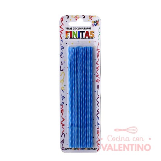 Vela Party Store Finita Torneada Celeste - 24 Un.