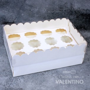 Caja Cartulina 12 Mini Cupcakes Tapa PVC 25x17x10