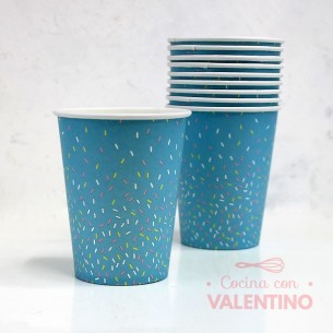 Vaso Polipapel Pastel Chispas Gold Celeste - 10 Un
