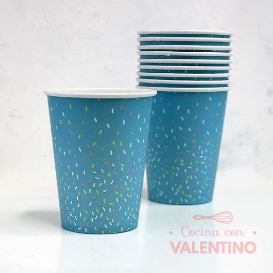 Vaso Polipapel Pastel Chispas Gold Celeste - 10 Un