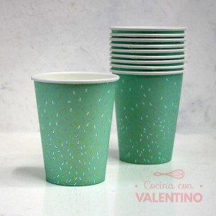 Vaso Polipapel Pastel Chispas Gold Aqua - 10 Un