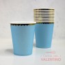 Vaso Polipapel Celeste Borde Dorado - 10 Un