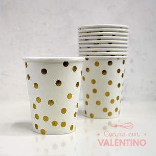 Vaso de Polipapel con Lunares  Dorados x10u