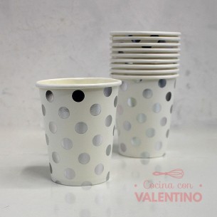 Vaso Polipapel Lunares Plateados - 10 Un