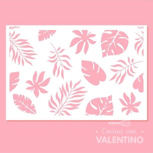 Stencil Ruphas Tortas T013 Hojas Tropical