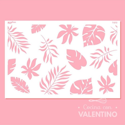 Stencil Ruphas Tortas T013 Hojas Tropical