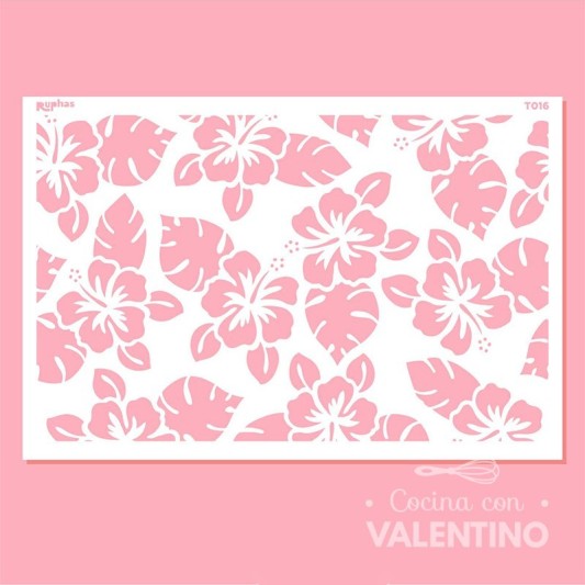 Stencil Ruphas Tortas T016 Flores Hawaianas
