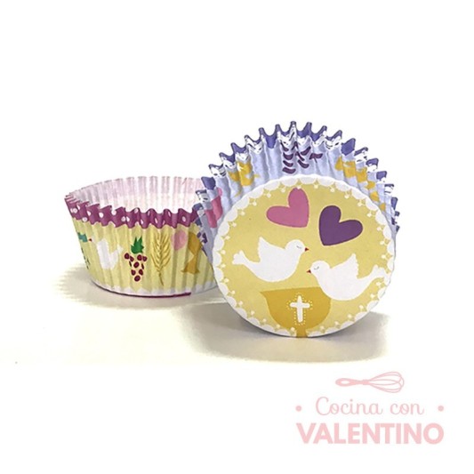 Pirotines N°10 Comunión - Palomas Fondo Amarillo - 10u. MoldPack