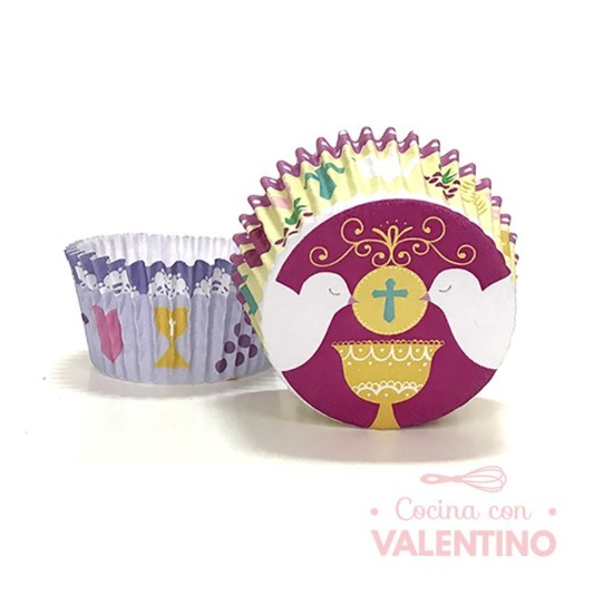 Pirotines N°10 Comunión - Palomas Fondo Violeta - 10u. MoldPack