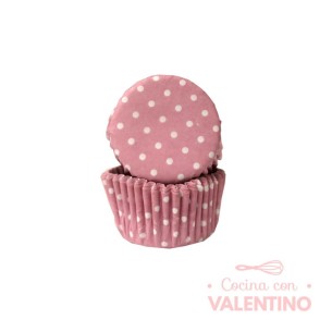 Pirotines N°8 Con lunar blanco - Rosa Pastel - 25u. Convida