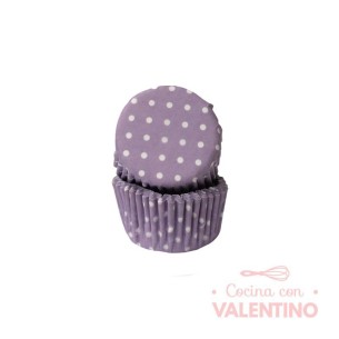 Pirotines N°8 Con Lunar Blanco - Violeta Pastel - 25u. Convida