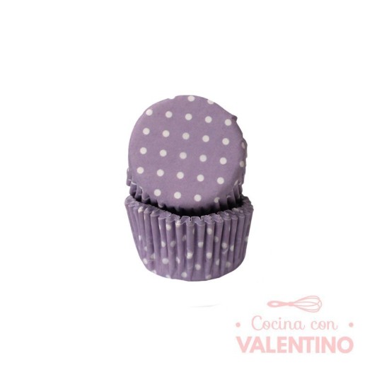 Pirotines N°8 Con Lunar Blanco - Violeta Pastel - 25u. Convida