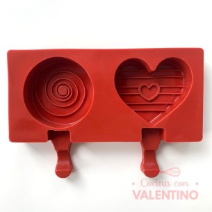 Molde Silicona Helado Corazon y Circulo x2