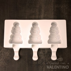 Molde Silicona Helado Paleta Arbol x3