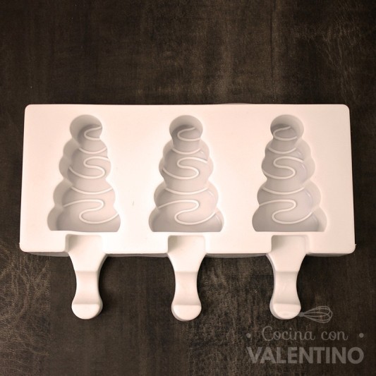 Molde Silicona Helado Paleta Arbol x3