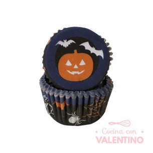 Pirotines N°10 Halloween - Calabaza y murcielagos - Azul y negro - 25u. Convida