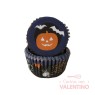 Pirotines N°10 Halloween - Calabaza y murcielagos - Azul y negro - 25u. Convida