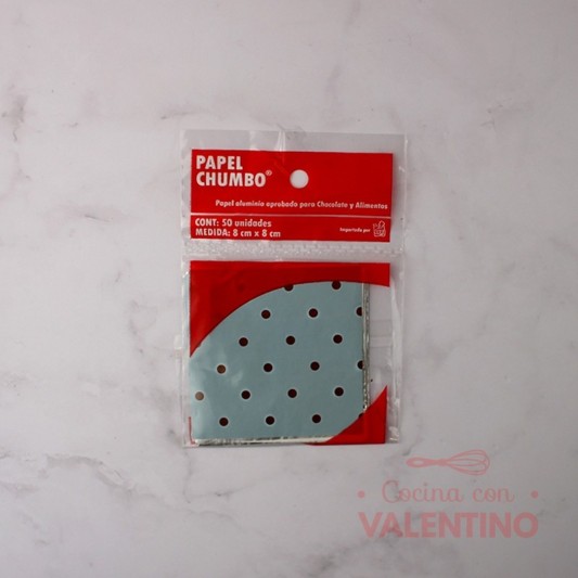 Papel Chumbo 8x8cm - Celeste con Lunares Marrones