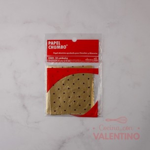Papel Chumbo 8x8cm - Dorado con Lunares Marrones