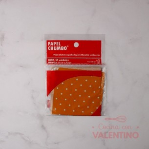 Papel Chumbo 8x8cm - Naranja con Lunares Blancos