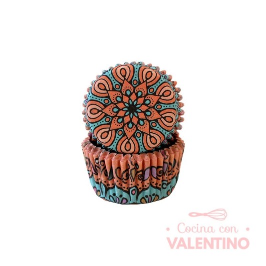 Pirotines N°8 Mandalas - Naranja y Celeste - 25u. Convida