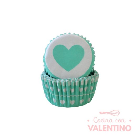 Pirotines N°8 Corazón - Verde Agua y Blanco - 25u. Convida
