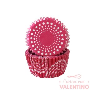 Pirotines N°10 Fucsia con Circulos de Puntos Blancos - 25u. Convida