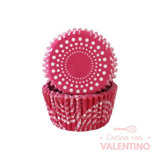 Pirotines N°10 Fucsia con Circulos de Puntos Blancos - 25u. Convida