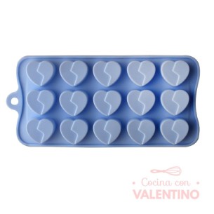 Molde Silicona Bombon Corazon Partido x15