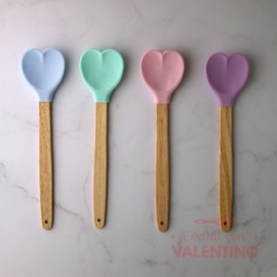 Espatula Silicona Mango Madera CORAZON