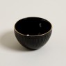 Bowl Ceramica Negro Borde Dorado - 14 Cm