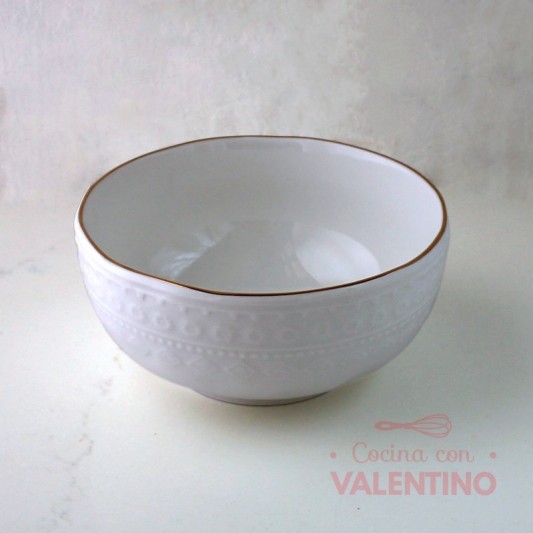 Bowl Ceramica Blanco Borde Dorado 15x7cm