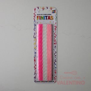 Vela Party Store Finita Surtido Blanco y Rosa - 24 Un.