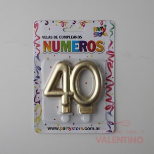 Vela Party Store Doble Dorada - 40 Años